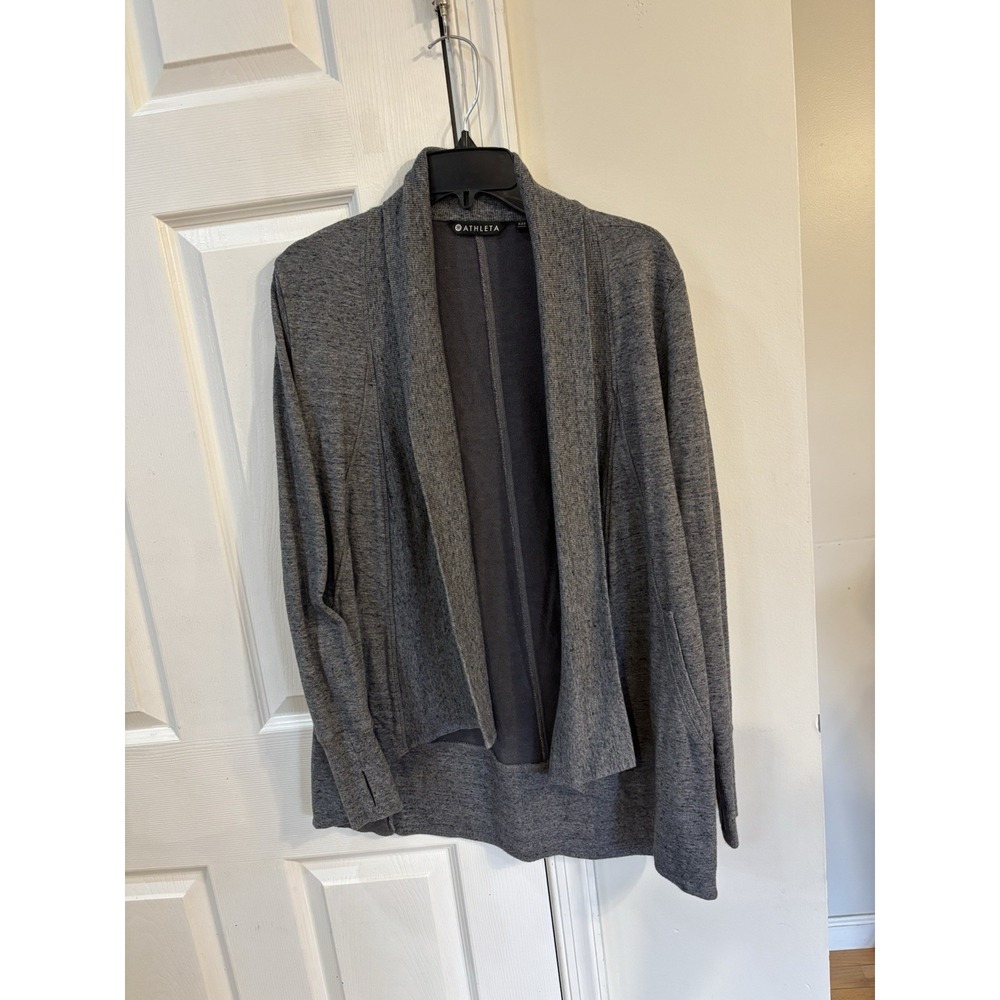 Athleta Cardigan Sweater Gray Women's Sz XXS Pockets Thumb Holes 777944